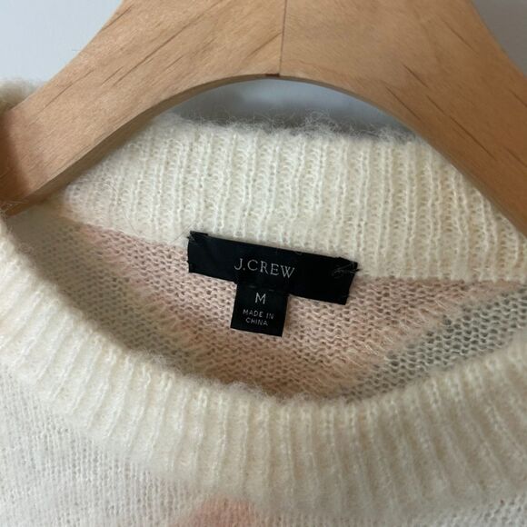 J.crew Womens Pullover Diamond-checked Cropped Crewneck Sweater Size Medium - Picture 6 of 16